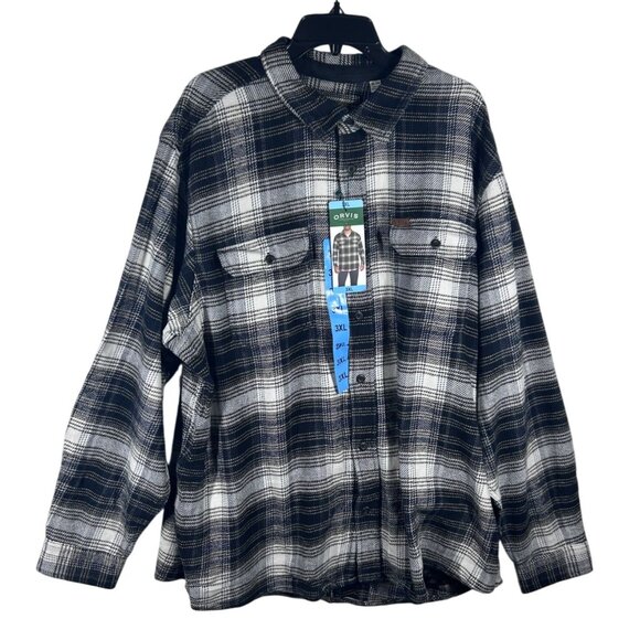 Orvis Plaid Flannel Button-Up Shirt Men's Size 3XL Gray & Black New With Tags - Picture 1 of 10
